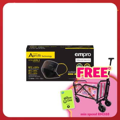 EMPRO Aerofit Surgical Face Mask Black Color 50's