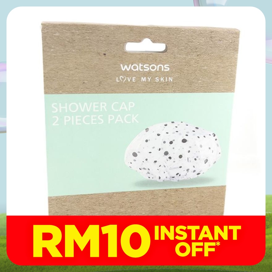 Transparent Shower Cap With Brown Dot 2pcs