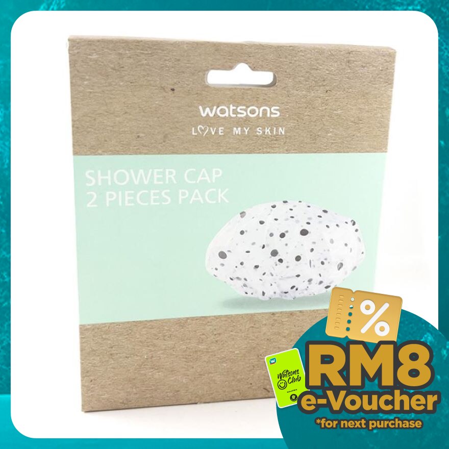 Transparent Shower Cap With Brown Dot 2pcs