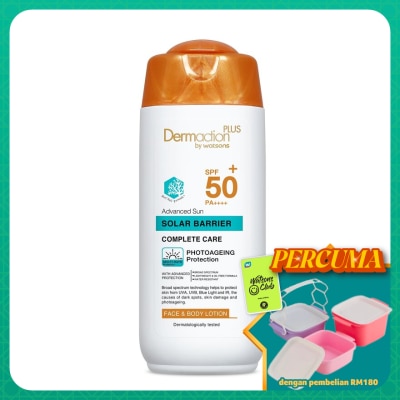 DERMACTION PLUS BY WATSONS - Advanced Sun Solar Barrier Face & Body Lotion SPF50+ PA++++ (Reef Safe) 150ml