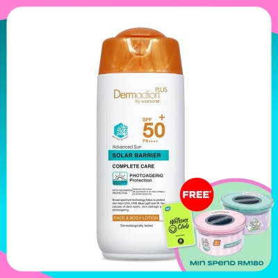 DERMACTION PLUS BY WATSONS Advanced Sun Solar Barrier Face & Body Lotion SPF50+ PA++++ (Reef Safe) 150ml