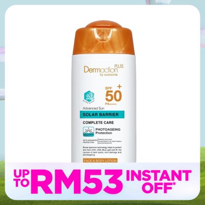 DERMACTION PLUS BY WATSONS Advanced Sun Solar Barrier Face & Body Lotion SPF50+ PA++++ (Reef Safe) 150ml