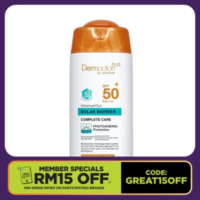 DERMACTION PLUS BY WATSONS Advanced Sun Solar Barrier Face & Body Lotion SPF50+ PA++++ (Reef Safe) 150ml