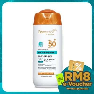 DERMACTION PLUS BY WATSONS Advanced Sun Solar Barrier Face & Body Lotion SPF50+ PA++++ (Reef Safe) 150ml