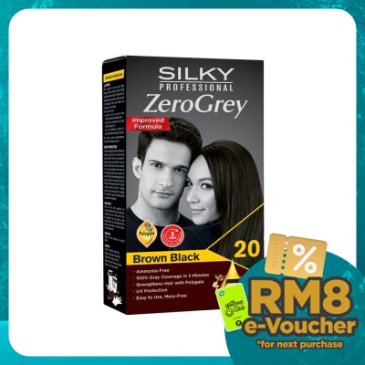 SILKY Hair Colouring Zerogrey Brown Black 1s