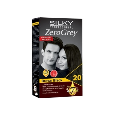 SILKY Hair Colouring Zerogrey Brown Black 1s