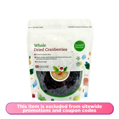 SIMPLY NATURAL Whole Dried Cranberries 220g