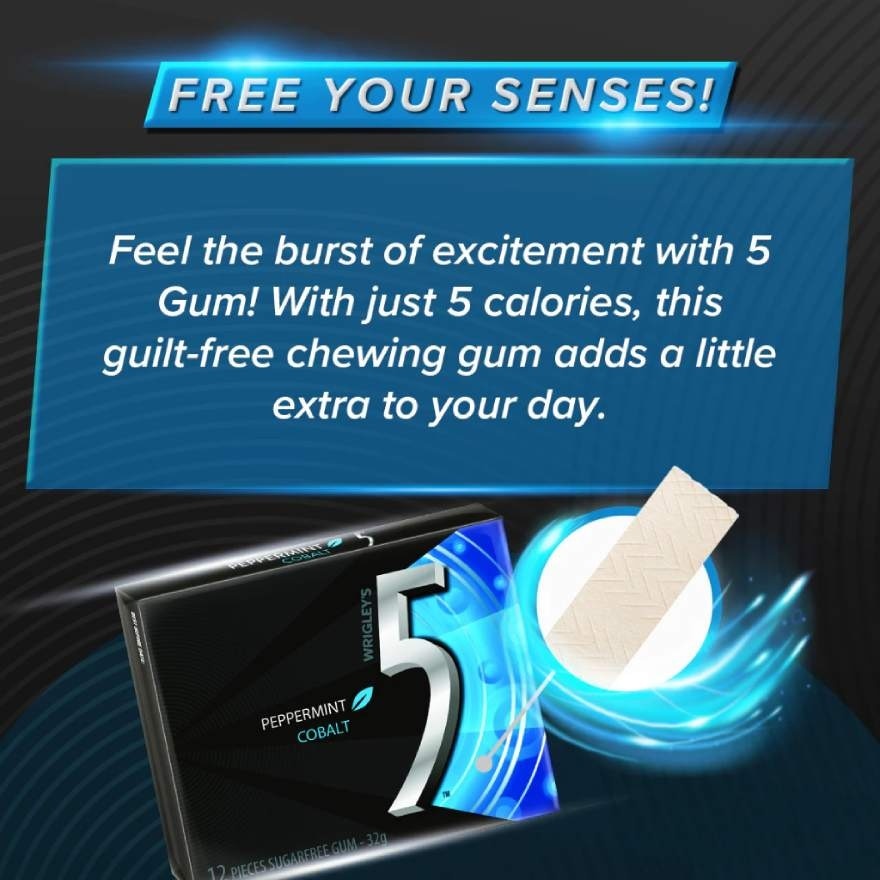5GUM Cobalt Peppermint Flavor Chewing Gum 12's
