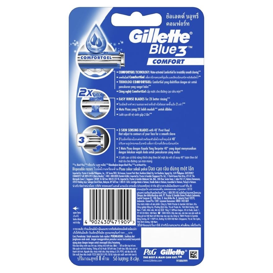 Blue3 Comfort Disposable Razor 8's