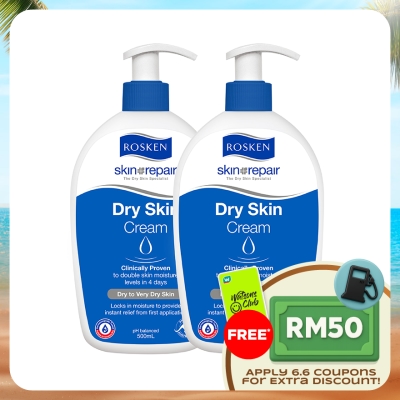 ROSKEN - Twin Pack Skin Repair Dry Skin Cream 500ml