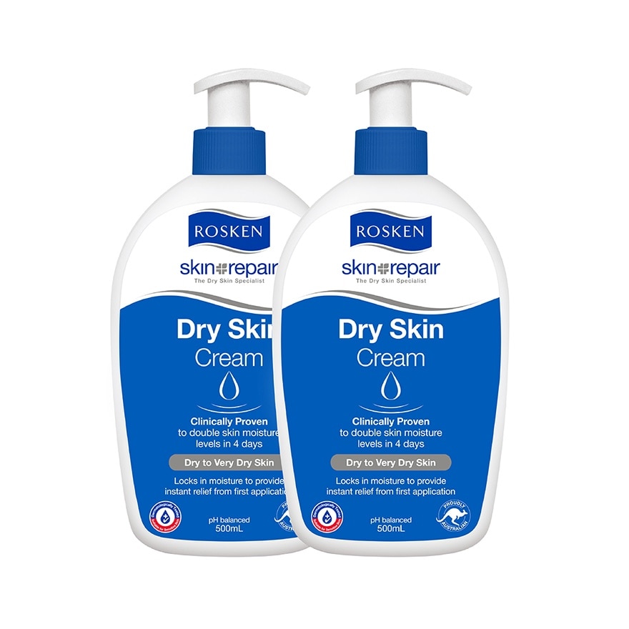 Twin Pack Skin Repair Dry Skin Cream 500ml