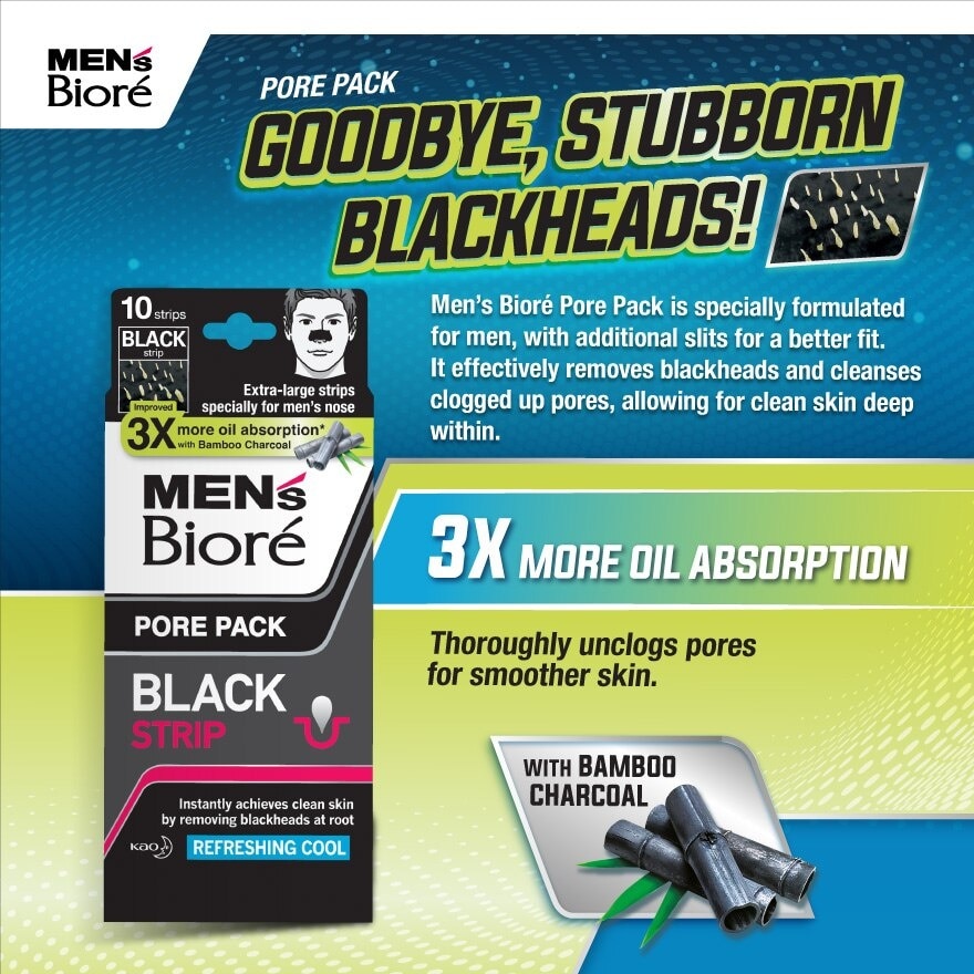 Men'S  Pore Pack Black Strip 10'S