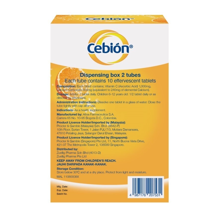 Effervescent Vitamin C 1000mg + Calcium 2 x 10's