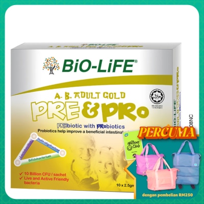 BIO-LIFE A.B. Adult Gold Prebiotic & Probiotics 2.5g x 10's