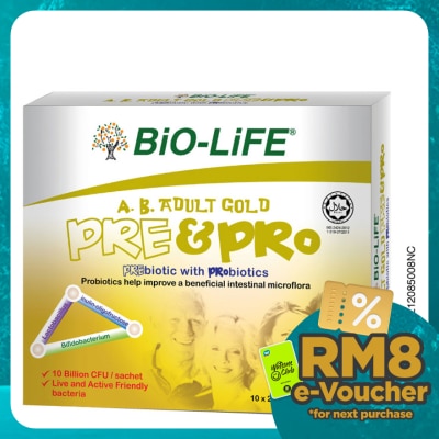 BIO-LIFE A.B. Adult Gold Prebiotic & Probiotics 2.5g x 10's