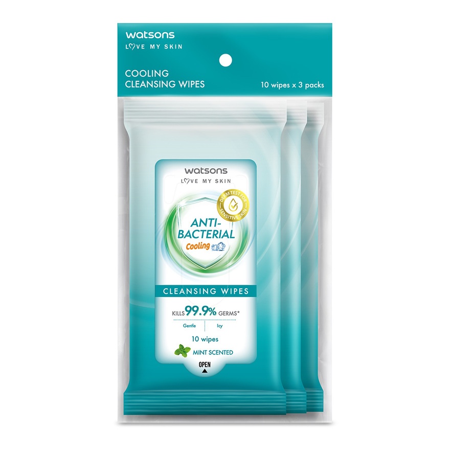 Antibacterial Cooling Cleansing Wipes 10S X 3