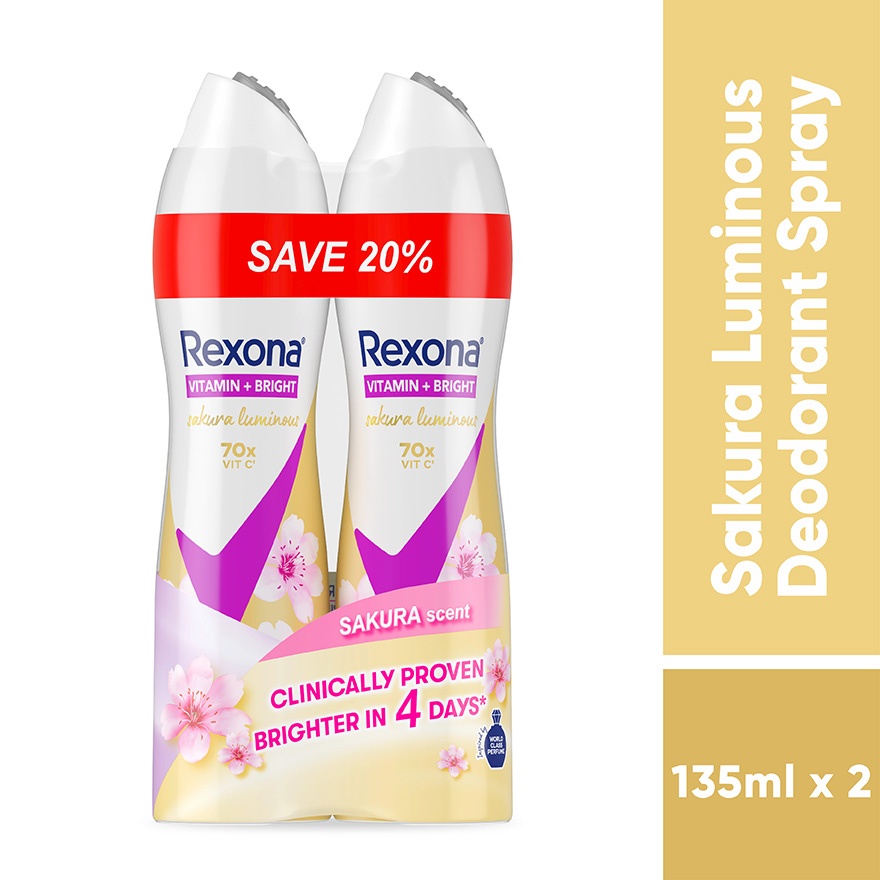 REXONA, Sakura Spray Deodorant 2x135ml | Watsons Malaysia