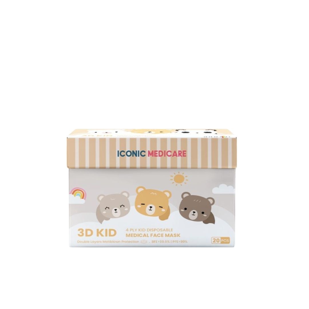3D Kid 4D Disposable Beary Bear Face Mask 20s'