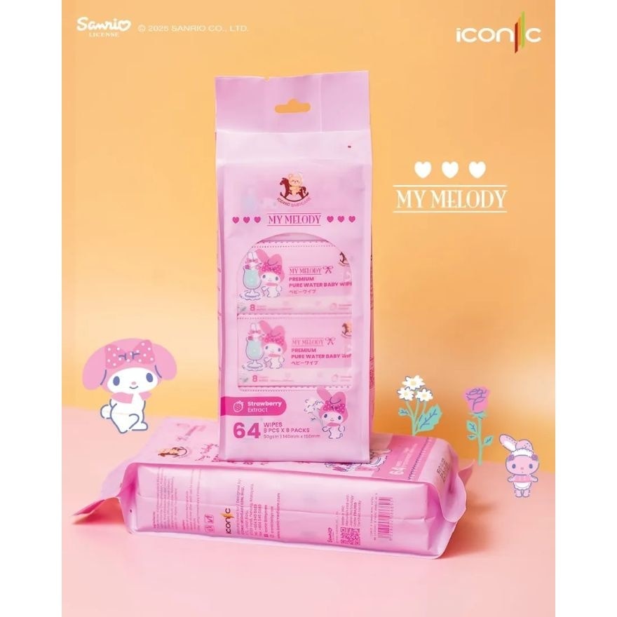 Sanrio Baby Wipes My Melody 8'S x 8 [Pocket-Sized]
