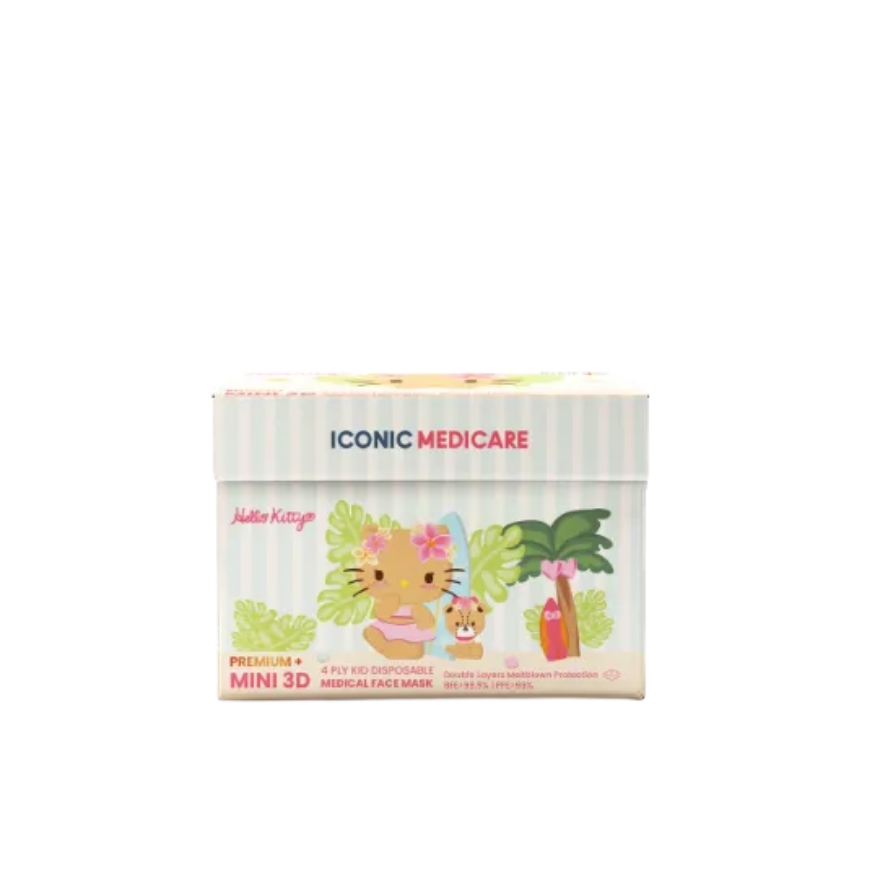 [Baby - Premium+] 3D Mini Hello Kitty Hawaii Summer 2026 4-Ply 3D Medical Face Mask (20pcs) image