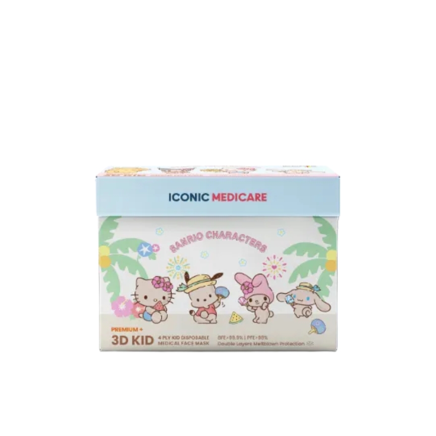 [Kid - Premium+] 4-Ply 3D Sanrio Characters Hawaii Summer 2026 Medical Face Mask (20pcs)
