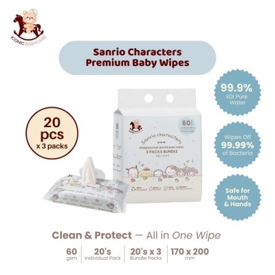 ICONIC Sanrio Baby Wipes Sanrio Characters 20'S x 3