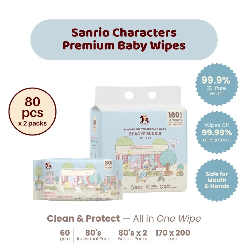 Sanrio Baby Wipes Sanrio Characters 80'S x 2