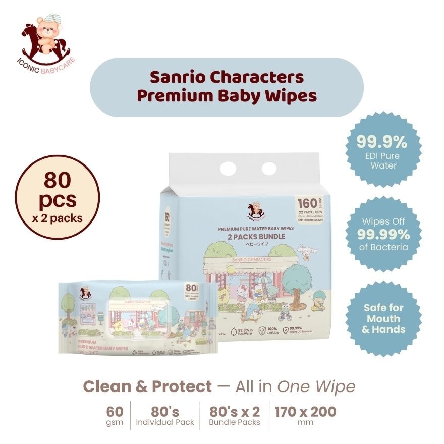 Sanrio Baby Wipes Sanrio Characters 80'S x 2