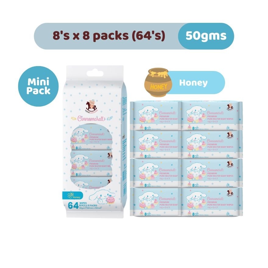Sanrio Baby Wipes Cinnamoroll 8'S x 8 [Pocket-Sized]