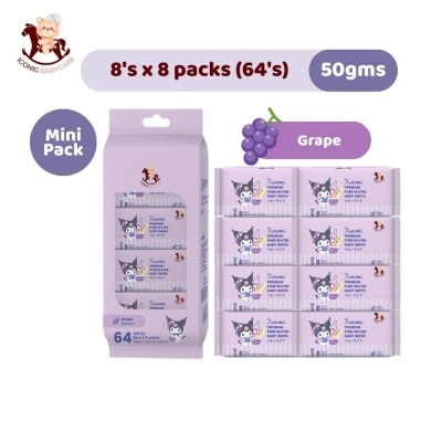 ICONIC Sanrio Baby Wipes Kuromi 8'S x 8 [Pocket-Sized]