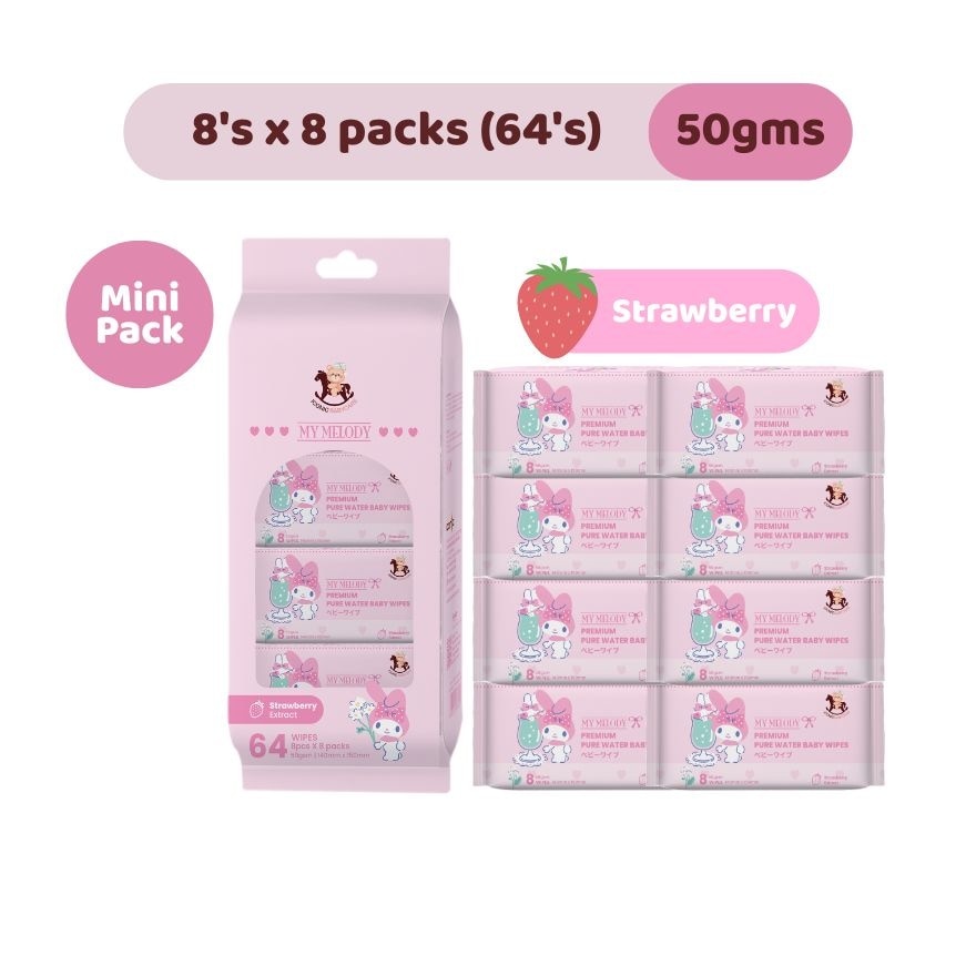 Sanrio Baby Wipes My Melody 8'S x 8 [Pocket-Sized]
