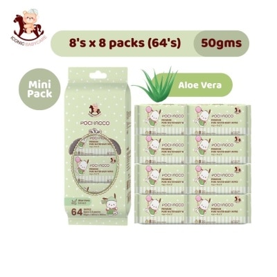 ICONIC Sanrio Baby Wipes Pochacco 8'S x 8 [Pocket-Sized]