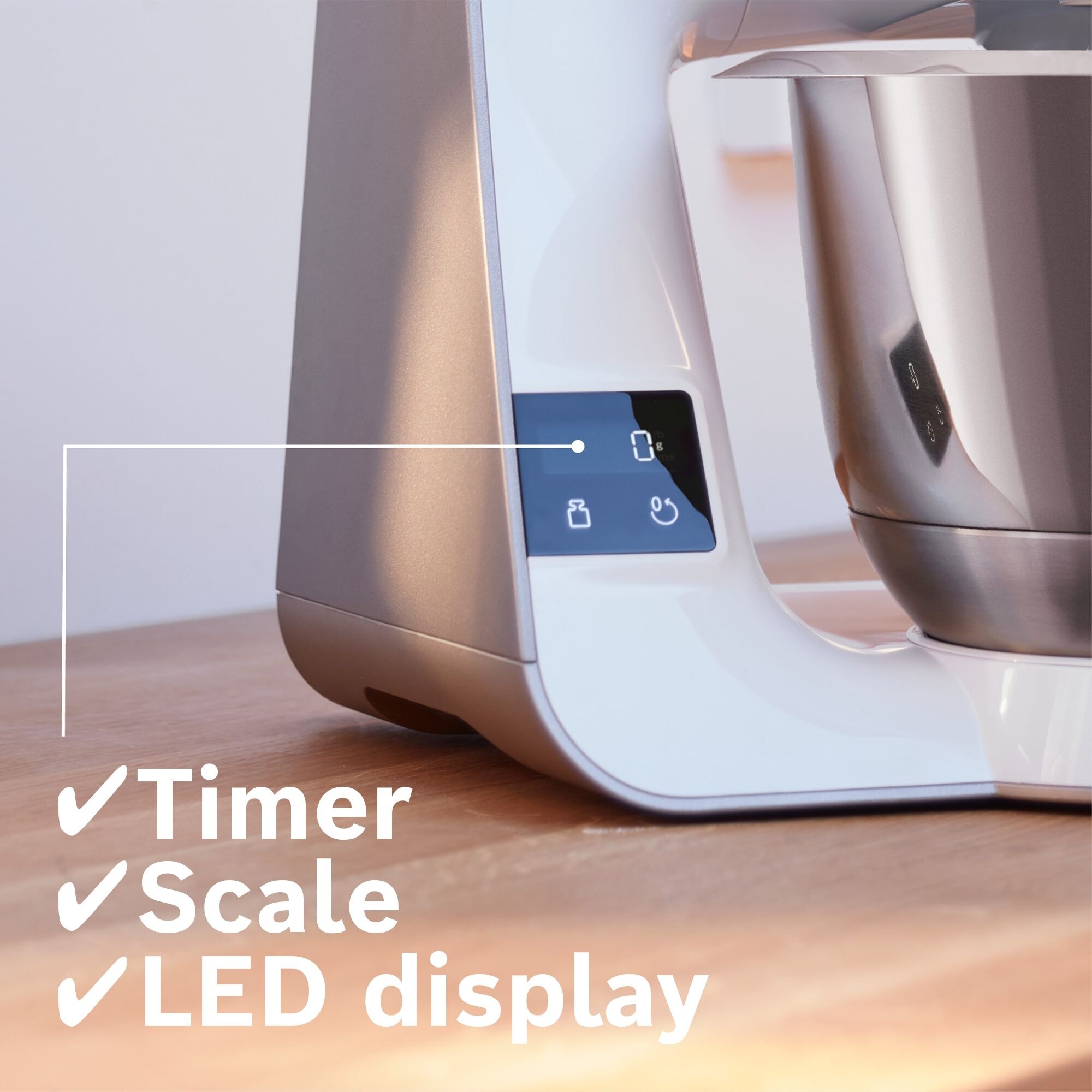 Bosch Series 4, 3.9L 1000W Kitchen Machine, Champagne/White - MUM5XW40