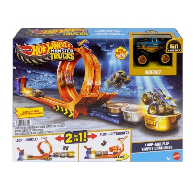 HOT WHEELS Kereta Mainan Hot Wheels Monster Truck Loop & Flip Trophy Challenge (JBX64) image