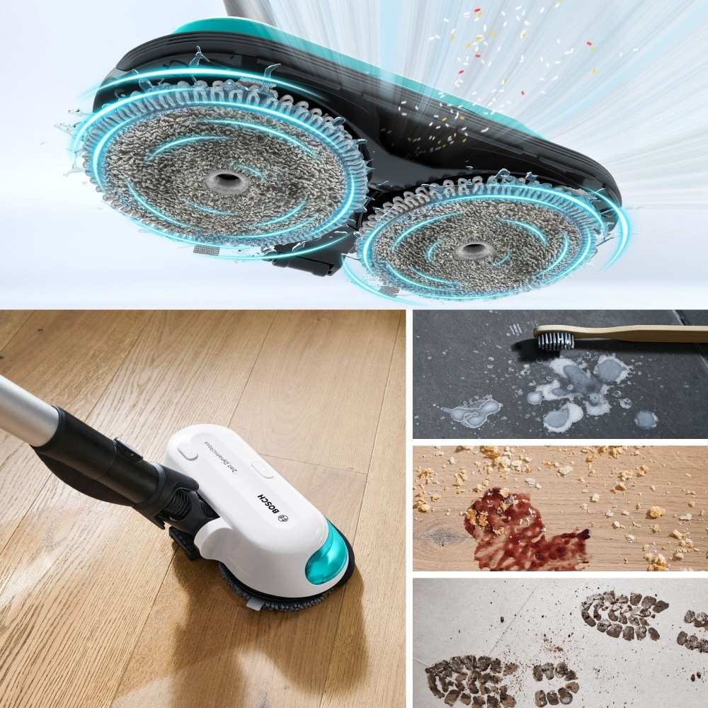 Bosch Unlimited 7 Rechargeable 2 in 1 Vacuum and Mop  ProHygienic Aqua White - BCS71HYG3