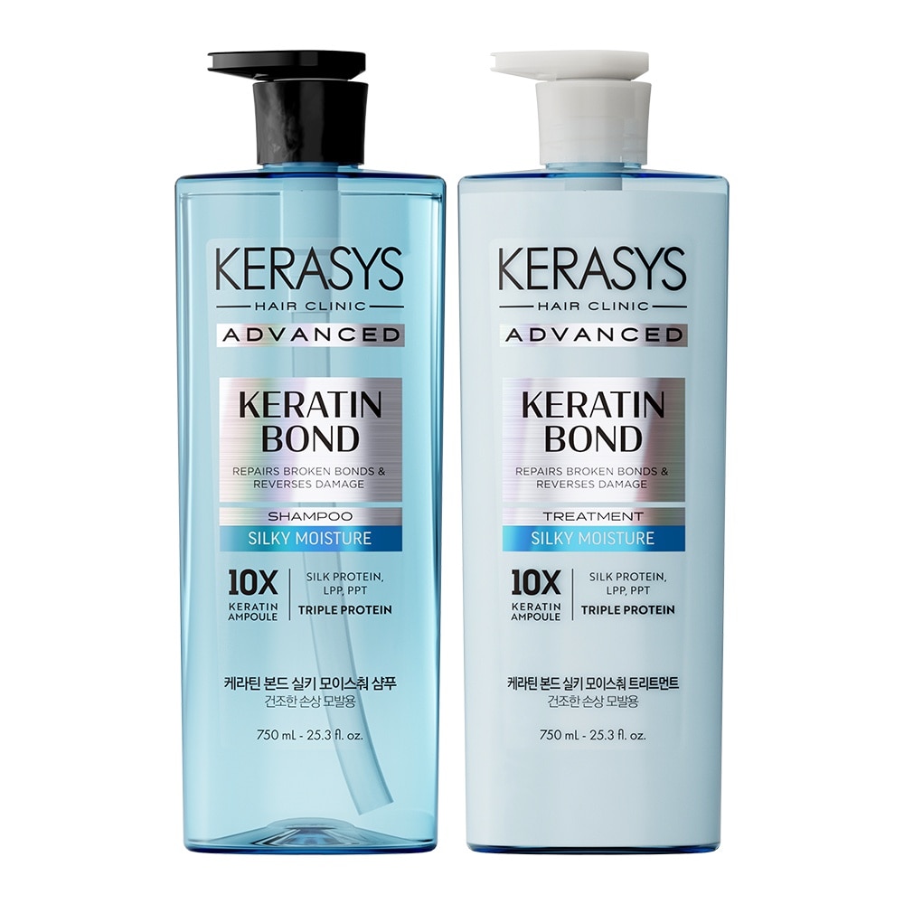 Kerasys Advanced Keratin Bond Silky Moisture Shampoo & Conditioner (600ml)