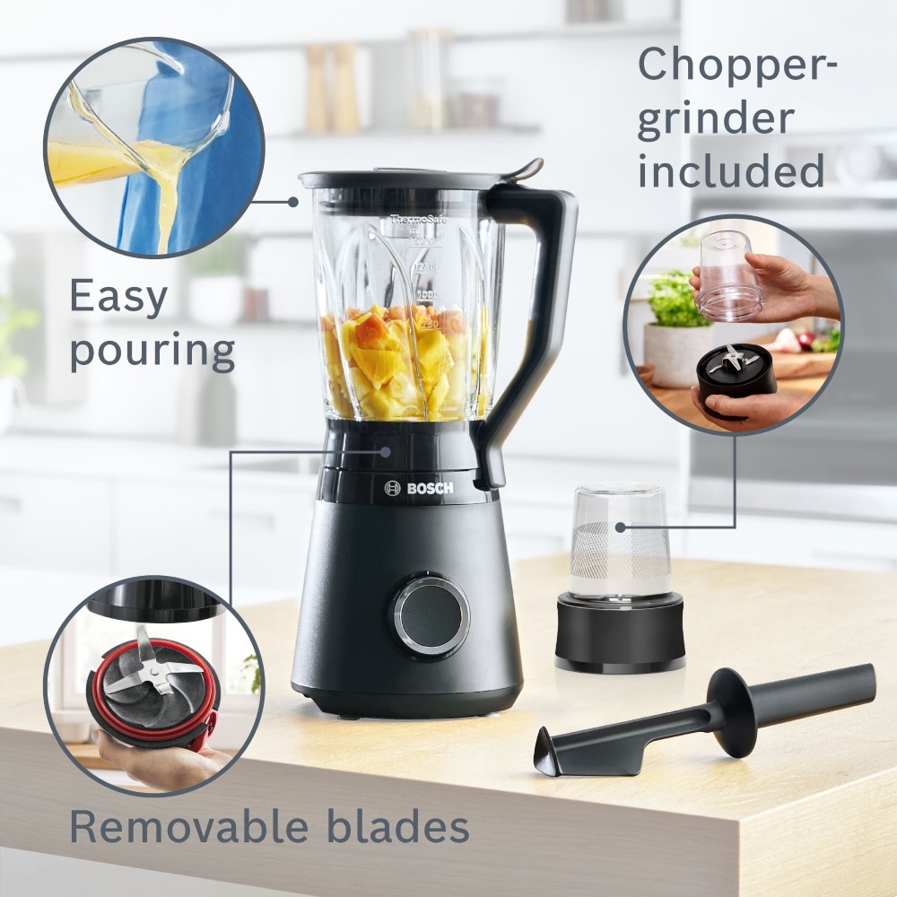Bosch Series 4, VitaPower 1200W Blender, Black - MMB6176B