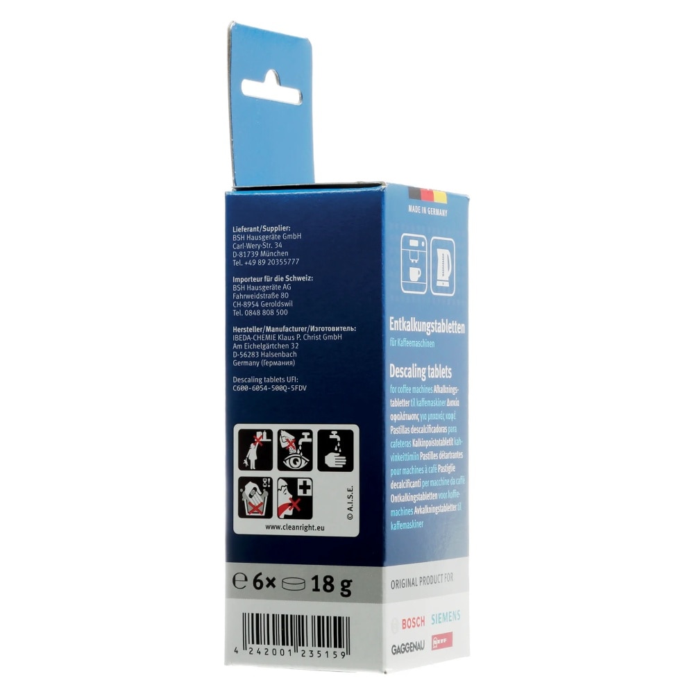 Bosch Descaling Tablets Suitable for Coffee Machines, Kettles and Hot Water Dispensers - 312453