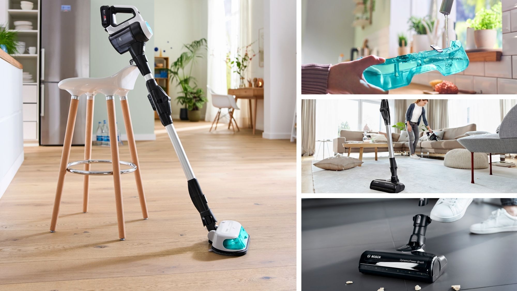Bosch Unlimited 7 Rechargeable 2 in 1 Vacuum and Mop  ProHygienic Aqua White - BCS71HYG3