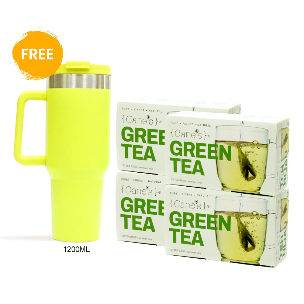 Purple Cane 4 X Cane’s Green (30 Teabags) Free Yellow XL Vacuum Mug