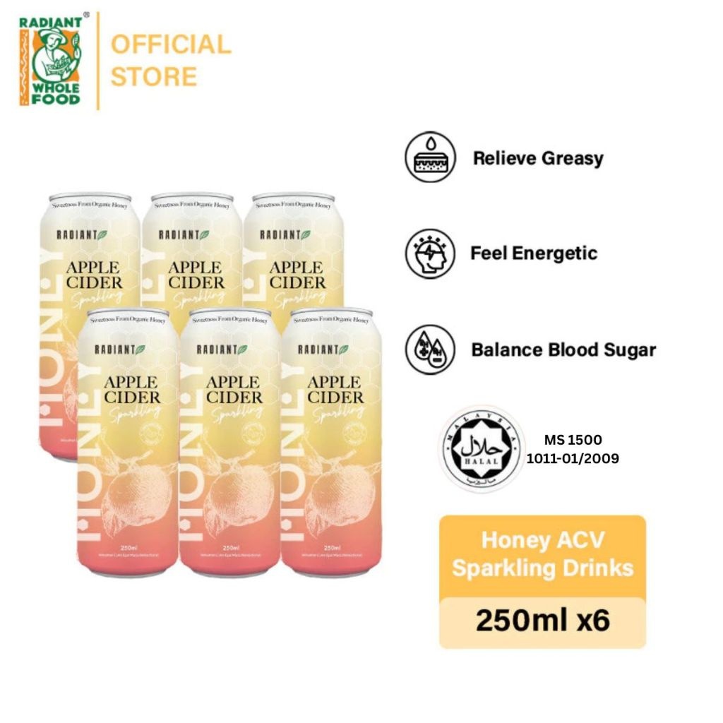 [Home Delivery] Radiant Honey Apple Cider Vinegar Sparkling Drink 250ml (Bundle / 6 cans) image