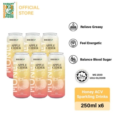 RADIANT - [Home Delivery] Radiant Honey Apple Cider Vinegar Sparkling Drink 250ml (Bundle / 6 cans) image
