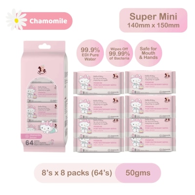 ICONIC Sanrio Baby Wipes Hello Kitty 8'S x 8 [Pocket-Sized]