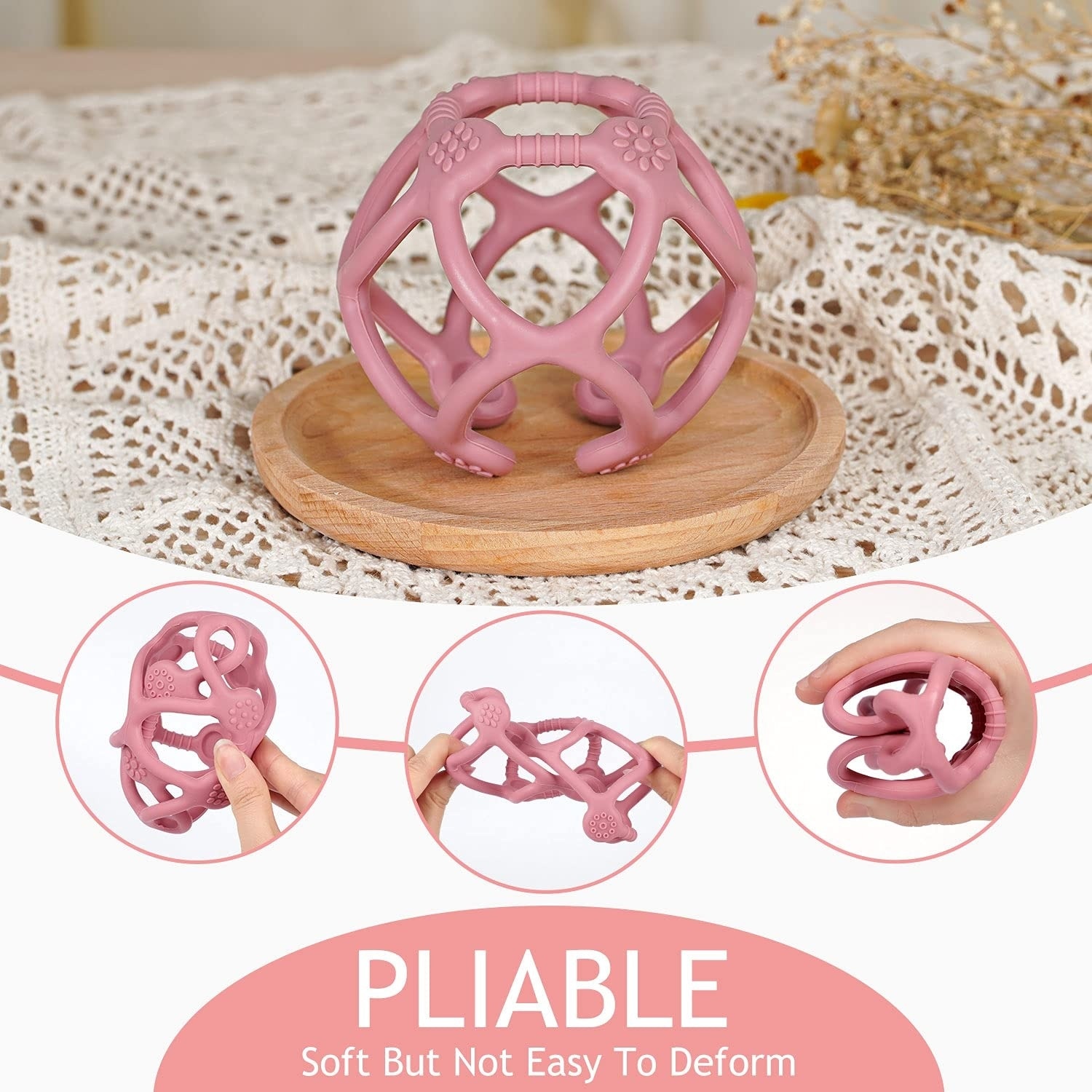 HaaKaa Silicone Baby Teether Teething Ball - Blush