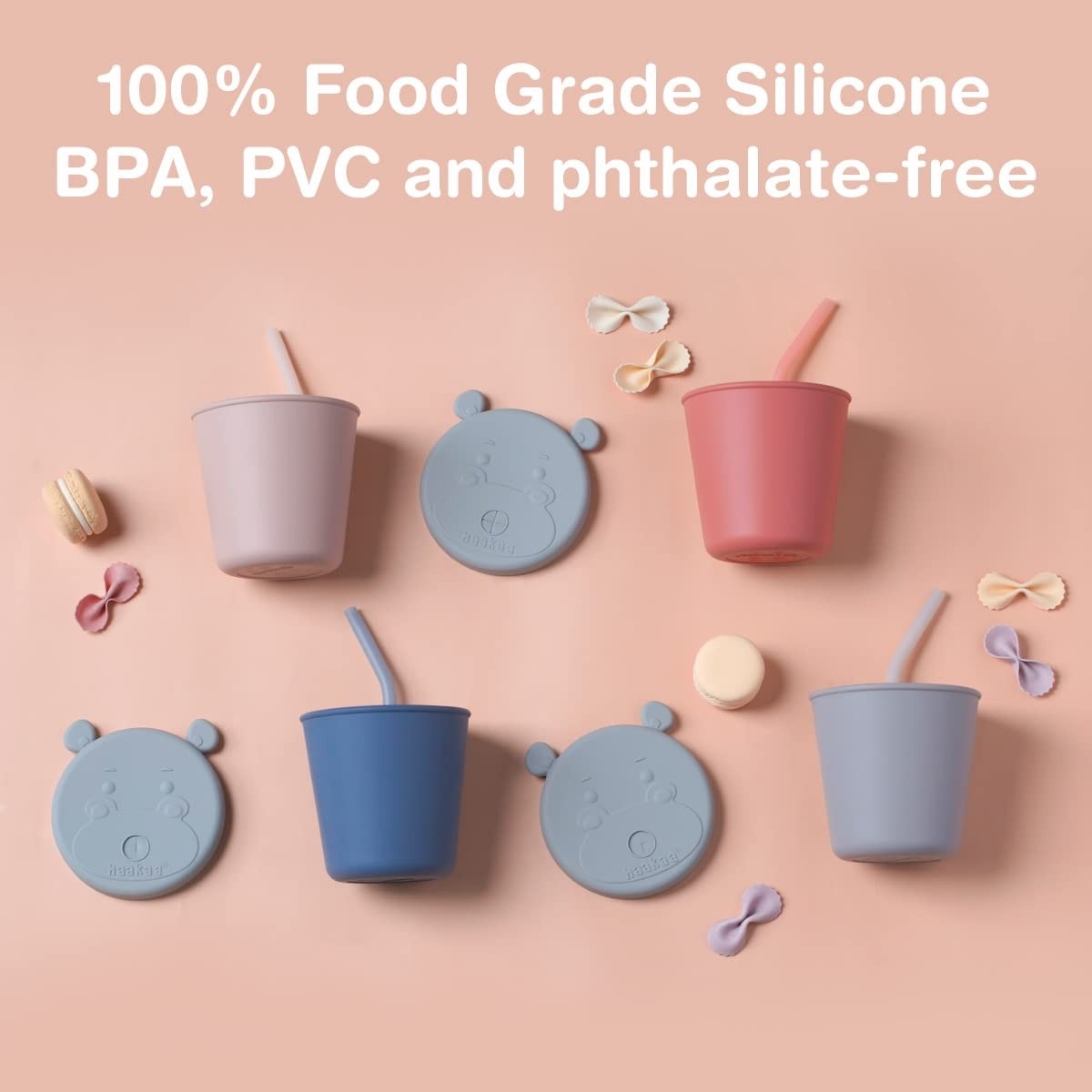 Haakaa Jolly Hippo Silicone Sippy Cup with Straw 150ml - Bluestone