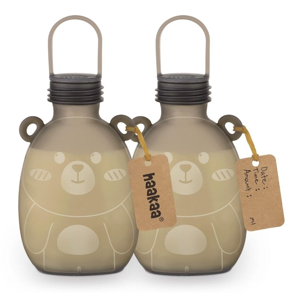 HaaKaa Happii Bear Silicone Breast Milk Storage Bag - Happii Bear (2pcs)