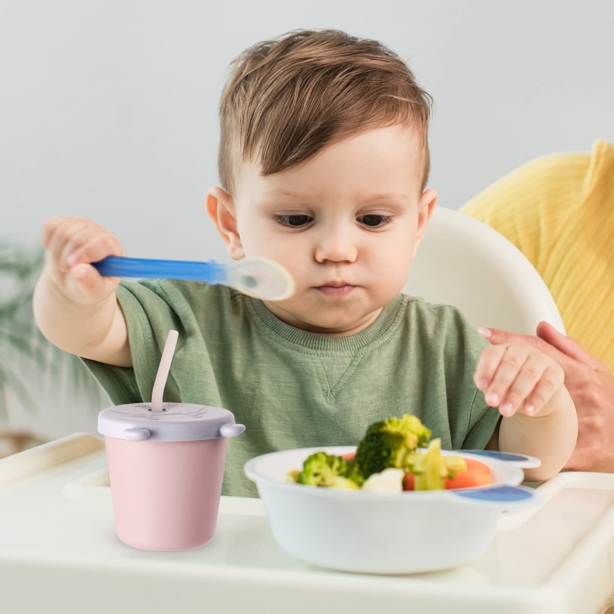 Haakaa Jolly Hippo Silicone Sippy Cup with Straw 150ml - Bluestone