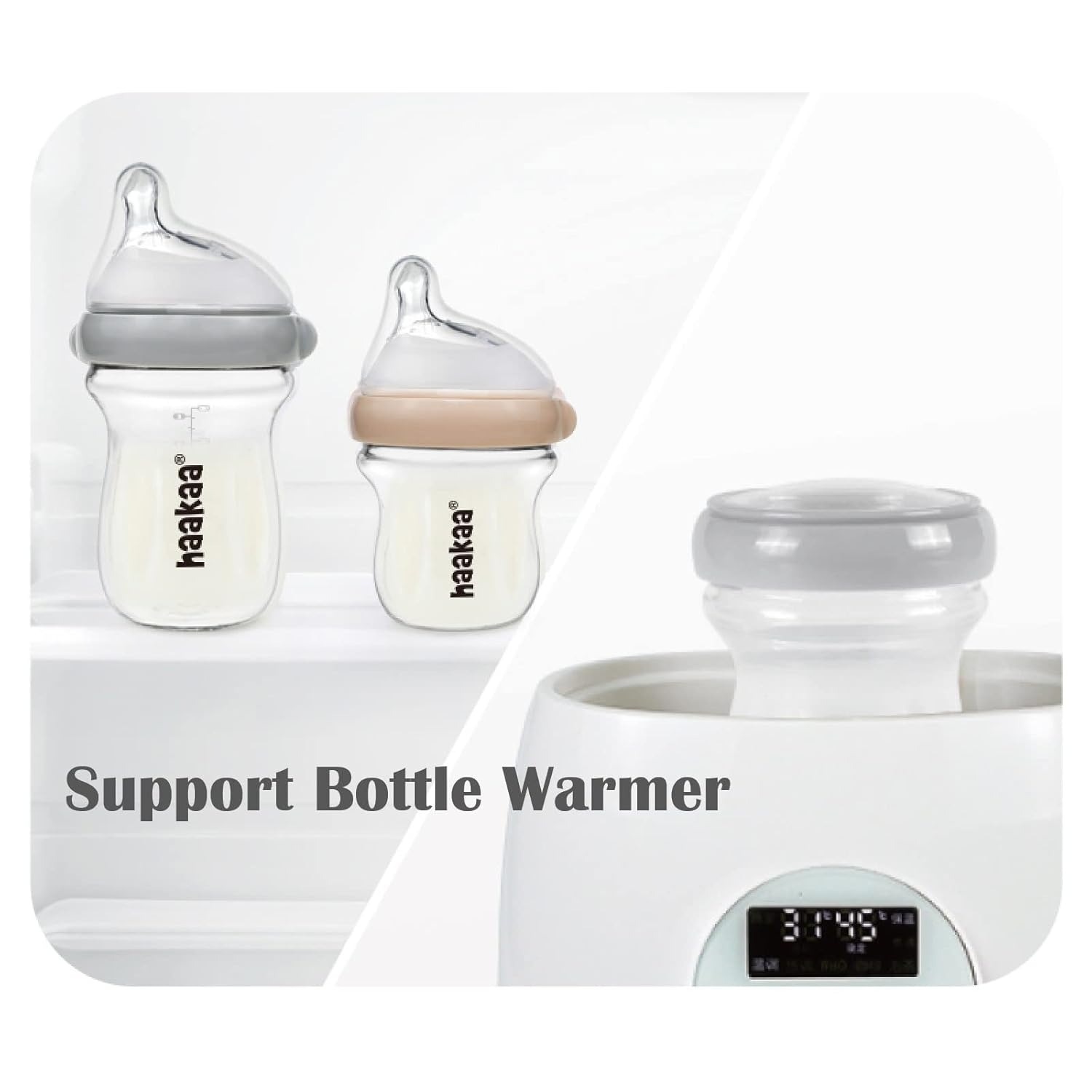 Haakaa Gen 3 Glass Baby Bottle 180ml (6m+) - Grey