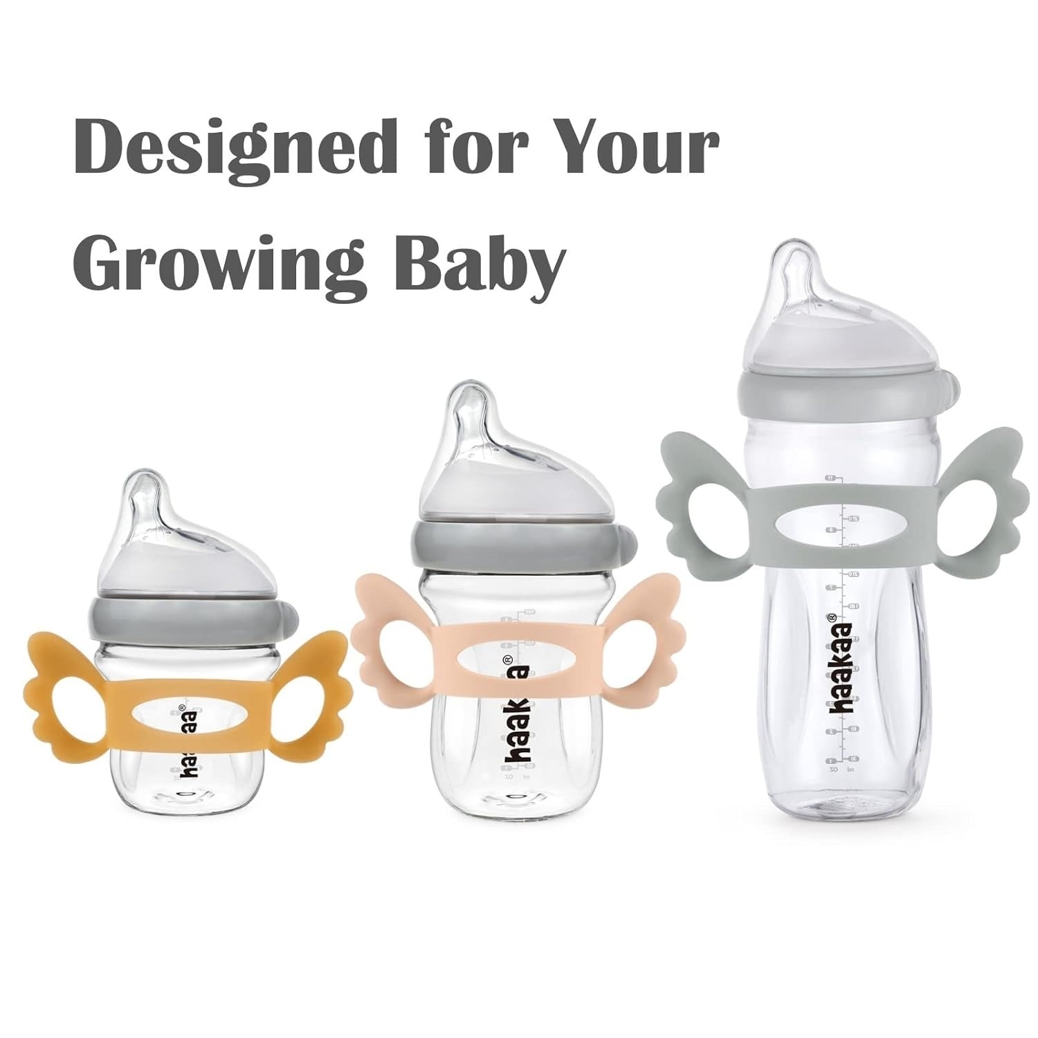 Haakaa Gen 3 Glass Baby Bottle 180ml (6m+) - Grey