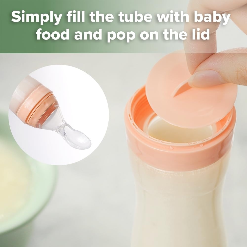 Haakaa Silicone&nbsp;Baby Food Dispensing Spoon Feeding 120ml - Peach